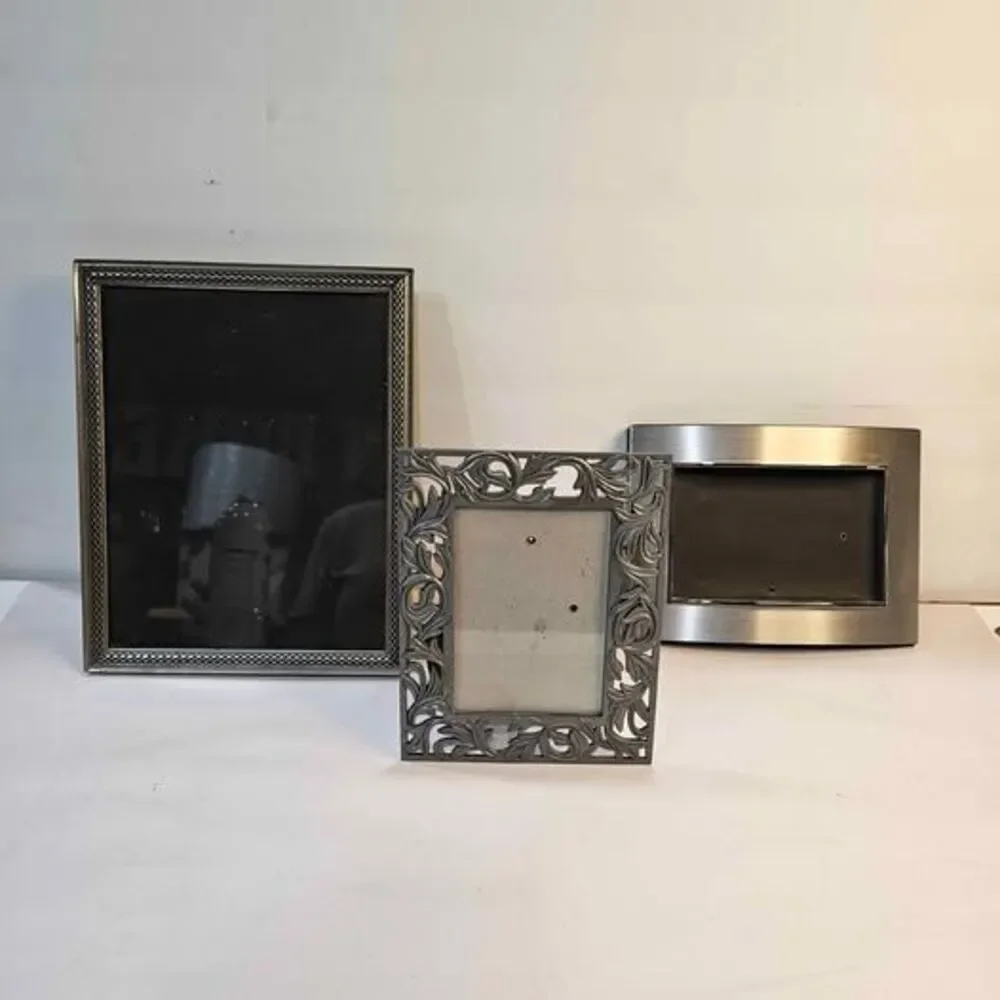 Assorted Silver Metal Picture Frames - Set of 3